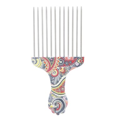 Hair Pick Comb,Professional Afro Stainless Steel Detangle Styling Tool Protable Salon Wide Teeth Combs for Most Curly Hair(K4)
