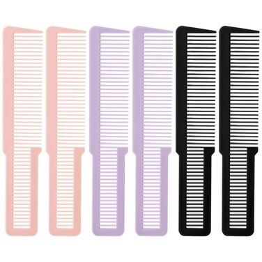 6 Pieces Hair Cutting Comb for Women, Professional Barber Combs All Purpose Clipper Comb Hairstylist Hair Comb for Home Salon (Black, Purple and Pink)
