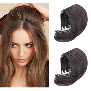 2Pcs Brown Black Hair Comb Bump It Up Volume Hair Base Insert Tool Hair Bun Invisible False Hair Clip Fluffy Styling Increased Hair Pad for Women