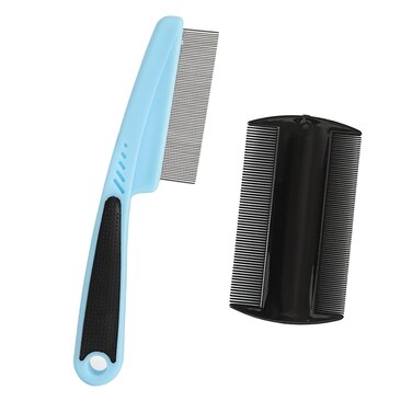 2 pcs Dandruff Scalp Psoriasis Comb Dandruff Removal Comb Stainless Steel Fine Tooth Comb Multifunctional Hair Grooming Scalp Sweep Detoxing Comb for Women Men Kids and AdultsS Dandruff Removal (Blue)
