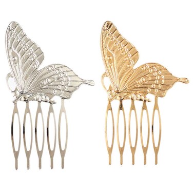 4 Pcs Vintage Butterfly Hair Combs Metal Hair Side Comb Clips Wedding Bridal Headpiece Hair Accessories for Women and Girls (2 Gold &amp; 2 Silver)
