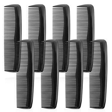 100 Pack Combs Individually Wrapped, Black (100), Plastic, Hair Comb, For Hotel, Airbnb, Shelter/Homeless/Nursing Home/Charity, Unisex, Fine Hair, 14 cm/ 5.5 inches, Manual