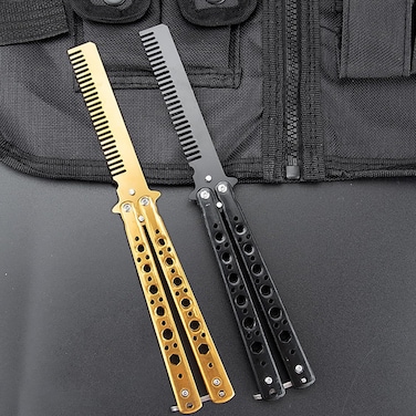 Butterfly Comb,2 PCS Stainless Steel Folding Practice Combs Hair Styling Tools,Training Comb,Hair Styling Accessories Butterfly Comb