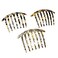 French Amie Curvy 7 Teeth Large 4&rdquo; Celluloid Handmade Set of 3 Good Grip Hair Side Combs for Women and Girls
