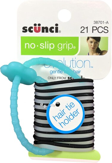Scunci No-Slip Grip Gel Evolution Ponytailers with Holder,21-Pieces per pack,1-Pack
