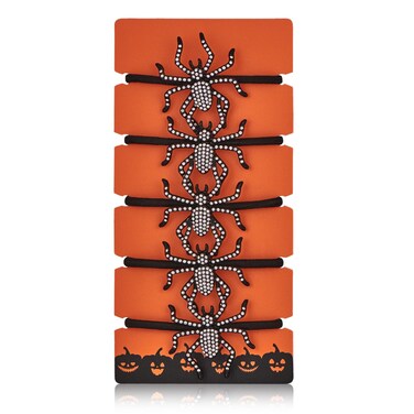 LILIE&amp;WHITE 5PC Halloween Hair Ties For Thick Hair No Damages Spider Hair Elastics For Women Black Hair Ties For Curly Hair Ponytail Holders