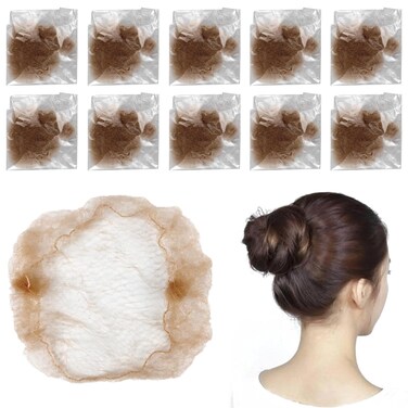 20 Pcs Invisible Hair Nets for Catering, Hair Bun Nets, Elastic Edge Mesh Hair Nets for Women, Girls, Food Service Workers (Coffee)