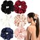 Silk Scrunchies,6Pcs Scrunchies for Women,Silk Hair Ties,Oversized Elastic Hair Ties for Frizz&amp;Breakage Prevention Women Thick Curly Hair. (Red)