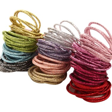 200 Pcs Glitter Hair Ties Ponytail Holders Multi Color Hair Bands No Metal Hair Elastics Small Stretch Hair Ties Colorful Thick Hair Ties for Women Girls
