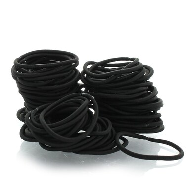 My Lello Hair Elastics Hair Ties, Professional Grade Ponytail Holders - 100 Pack Black