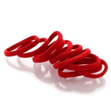 My Lello Large Thick Premium Elastic Ponytail Holder Seamless Hair Bands Red 100pcs