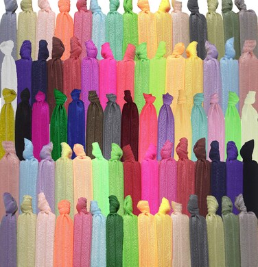 79STYLE 300pcs Elastic Hair Ties Ouchless No Crease Ouchless Ribbon Ponytail Holders Bulk Colorful Yoga Twist Hair Bands Hair Accessories Hand Knotted Fold Over Solid Colors (Multiple 20 Colors)