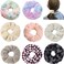 8 Pcs Leopard Towel Scrunchies for hair Drying with Tie dye and stripe Soft Microfiber Hair Scrunchies Thick Fuzzy Scrunchy Frizz Free Hair Bobbles Ropes Traceless Ponytail Holder Hair Ties