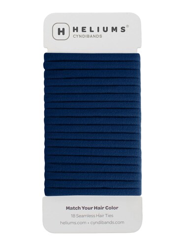 Heliums Thin Seamless Hair Ties - Navy Blue - 6mm Nylon No Damage Ponytail Holders, 1.75 Inch, Medium Hold for Thin to Normal Hair - 18 Pack