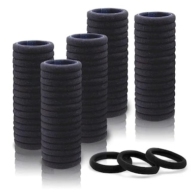100 Pack Hair Ties. Seamless. Soft and Durable Hair Scrunchies, No Damage Hair Bands for All Hair Types (Black)