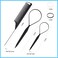 Topsy Tail Hair Tool Set by IKOCO - 400pcs Hair Bands, 2pcs Loop Styling Tools, Rat Tail Comb, (200pcs Each) Clear and Black Elastics