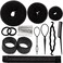 Hair Bun Maker Set with Donut, Marker, Ponytail Tool, Bobby Pins and Elastic Bands for Women and Kids (Black)