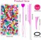 Ningrou 1008 Pcs Hair Beads Kit for Girls and Kids Hair Braids, 500Pcs 9x6mm Pony Beads, 500Pcs Mini Elastic Rubber Bands, 5Pcs Quick Beaders, 1Pcs Rattail Comb and 2Pcs Duckbill Clips