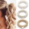 Fashey Pearl Hair Ties Elastic Ponytail Holder Beaded Hair Scrunchies Set Pearls Hair Bands Hair Accessories for Women and Girls(Pack of 3)