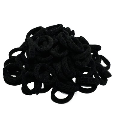 100pcs Hair Ties For Girls Women,Cotton Seamless Baby Hair Ties For Toddler Kids Accessories Small Thick Elastic Hair Bands Ponytail Holders Black