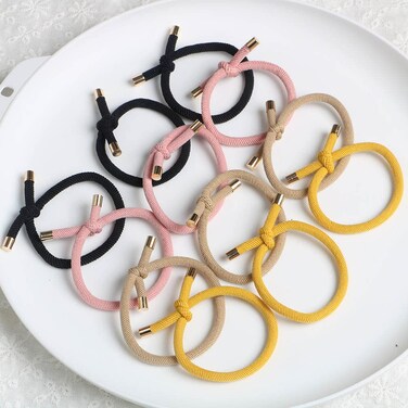 Elastic Hair Ties Elastics,Stretchy Rubber Bands,Pack of 12,Women Elastic Knotted Hair Rope Ponytail Holders for Women Girls(4 Colors)