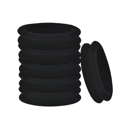 20pcs Black Hair Ties Heavy Curly Elastic Hair Ponytail Holders Solid Headbands No Seamless Cotton Hair bands women girls hair Ties accessories (Black)&hellip;