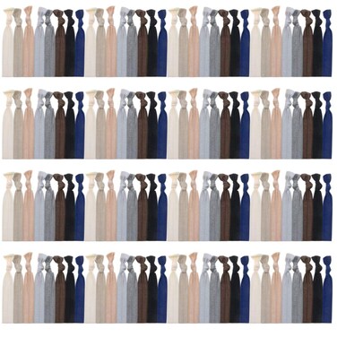 120 Pack Neutral Color No Crease Ribbon Elastics Hair Ties Women Yoga Knotted Ponytail Holder