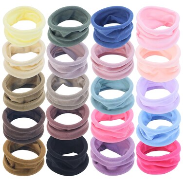 XIMA 20PCS Thick Seamless Hair Ties, Hair Scrunchies Elastics Hair Bands Large Soft Nylon Rope Ponytail Holders for Thick Heavy or Curly for Girls and Women