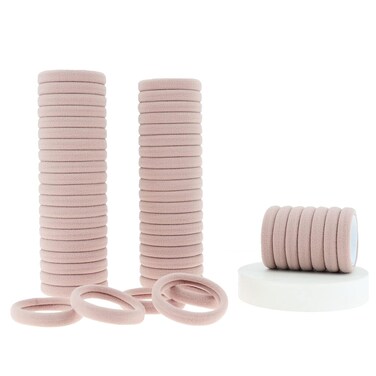 50 Pcs Thick Hair Ties Seamless Hair Bands Ponytail Holder Soft No Break Hair Bands for Women (nude color)