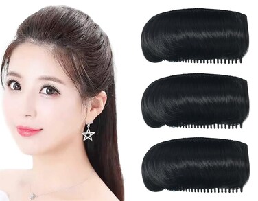 Elandy 3PCS Hair Bun Invisible False Hair Clip Bump It Up Volume Hair Base Fluffy Hair Pad Styling Insert Tool for Women Girls