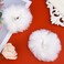 2Pcs Plush Furry Hair Pompoms, Ponytail Scrunchies Elastic Hair Ties for Women(White)