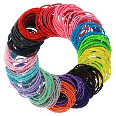 200 Pcs Colorful Ponytail Holders - Hair Ties 2mm in 20 Colors, Elastic Bands for Women, Girls, Medium to Thick and Curly Hair
