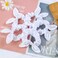 6 Pcs Bunny Ear Scrunchies White Cotton Hair Bands Elastic Hair Ties Scrunchy Hair Ropes Ponytail Holder Hair Accessories for Tie Dye, Women and Girls