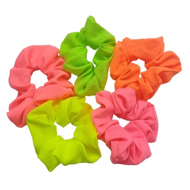Neon Green Hair Scrunchies Elastic Hair Bands Solid Colors Hair Ties Ponytail Holder Ropes for Women Hair Accessories (5 Pack)