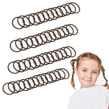 200 Pieces No Crease Elastic Hair Ties,2.5 cm in Diameter Small Hair Elastics,Baby hair Ponytail Holders for Women,Girls and Kids(2 mm x 2.5 cm, Brown)