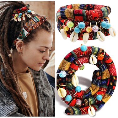 28 Pieces Spiral Lock Hair Tie Dreadlock Accessories Set, 2Pcs Colorful Bendable Wire Ponytail Holders, 26Pcs Shell Beads Pendant Jewerly for Women Men Thick Hair Ties Red