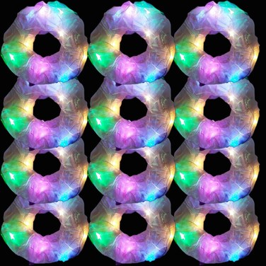 12 Pcs LED Scrunchies 3 Light Modes Elastic Glow Hair Ties Suitable for Neon Parties Light up Hair Scrunchies for Women
