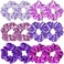 12 Pcs Satin Silk Scrunchies Soft Hair Ties Fashion Bands Bows Hair Ropes Elastic Bracelet Ponytail Holders Hair Accessories for Women and Girls (4.5 Inch, Assorted Purple)