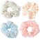 Daisy Scrunchies Hair Elastics Ties for Women Girls Floral Hair Scrunchies with Daisy Flower Hair Rubber Bands Ponytail Holders for Thick Hair Styling Accessories 4 Pcs