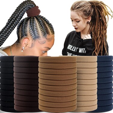 C&Eacute;LLOT 50PCS Hair Ties for Dreadlocks,High-Stretchy Extra Large Elastic Dreadlock Headbands,8cm in Diameter Dreads Ponytail Holders Locs Hair Accessories for Men Women Girls