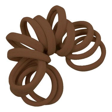Cyndibands Seamless Hair Ties - Brown - Gentle Hair Ties No Damage, Standard Size 1.5 Inch, Soft and Stretchy Nylon Fabric Ponytail Holders - 12 Count