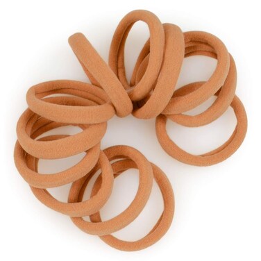 Cyndibands Seamless Hair Ties - Gold - Gentle Hair Ties No Damage, Standard Size 1.5 Inch, Soft and Stretchy Nylon Fabric Ponytail Holders - 12 Count