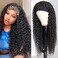 Deep Wave Headband Wigs Human Hair for Black Women 180% Density Brazilian Virgin Human Hair None Lace Front Wigs Machine Made Wigs Glueless Deep Curly Headband Human Hair Wig (18 Inch)