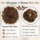 HMD 100% Human Hair Bun Messy Bun Extensions Human Hair Messy Rose Bun Hair Piece Curly Hair Bun with Elastic Band Hair Bun Hair Extensions Tousled Updo Hairpieces for Women(Medium Brown)