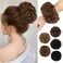HMD 100% Human Hair Bun Messy Bun Extensions Human Hair Messy Rose Bun Hair Piece Curly Hair Bun with Elastic Band Hair Bun Hair Extensions Tousled Updo Hairpieces for Women(Medium Brown)