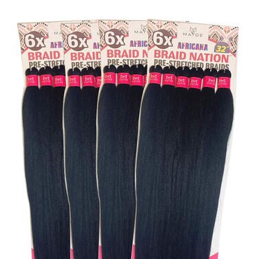 Mayde 6X Synthetic Africana Braid Nation Pre-Stretched Braids 24" 4 PACKS (4)