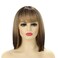 Michelle Young Ombre Brown Blonde Bob Wigs Short Wigs for Women Cosplay Wig with Bangs Dark Roots Natural Hair Synthetic Wig