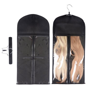 Hair Extension Hanger Double Side Anti-slip Hair Extension Holder with Portable Protection Suit Bag (Black)&hellip;