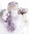 Gray Gradient Purple Long Curly Japanese Synthetic Hair Cute Anime Halloween Carnival Comic Exhibition Cosplay Hair Natural COS Ombre Wigs with Bangs