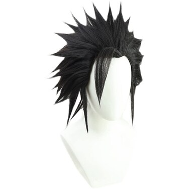 Hedgehog Sea Urchin Head Straight Black Wig Synthetic Eric Border Hair Full Head Cover Daily Cute Anime Halloween Carnival Comic Exhibition Cosplay Hair Natural COS Ombre Wigs with Bangs